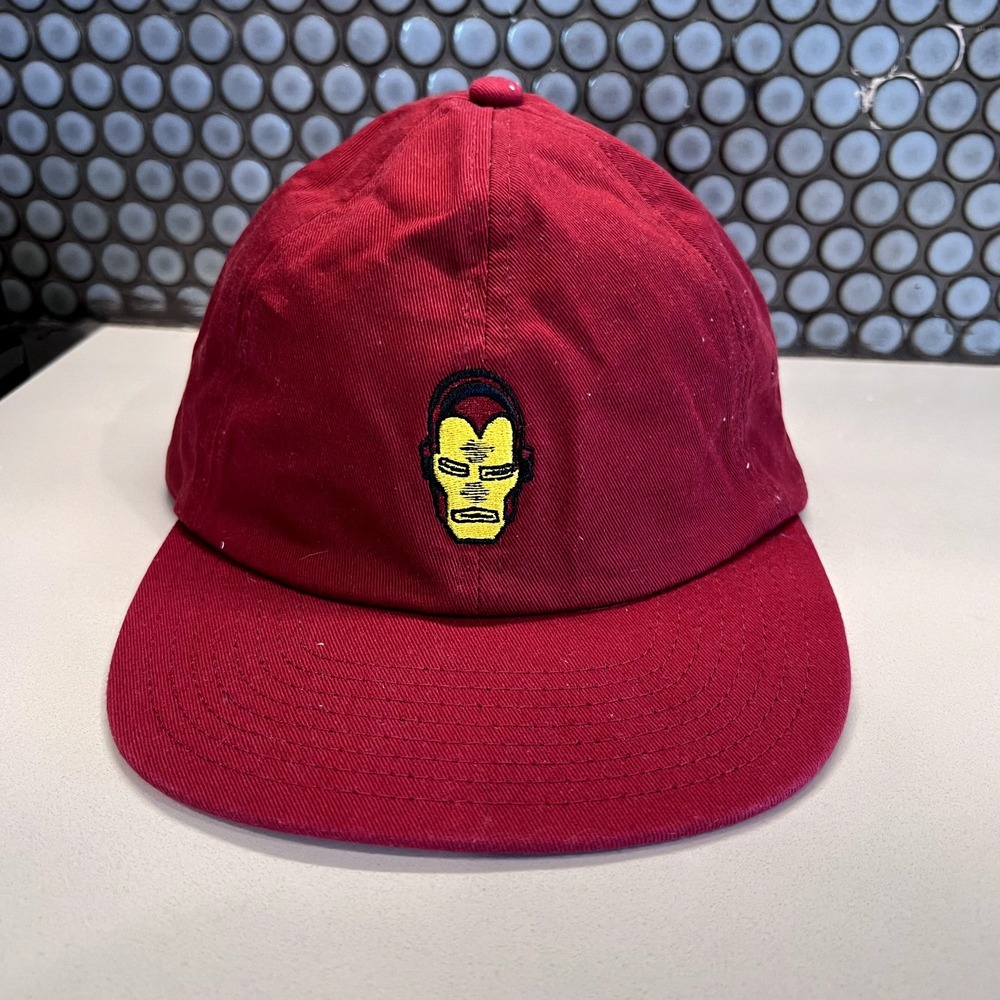 Vans x Marvel Iron Man Jockey Hat Cap Red Comics Strapback Logo Adjustable